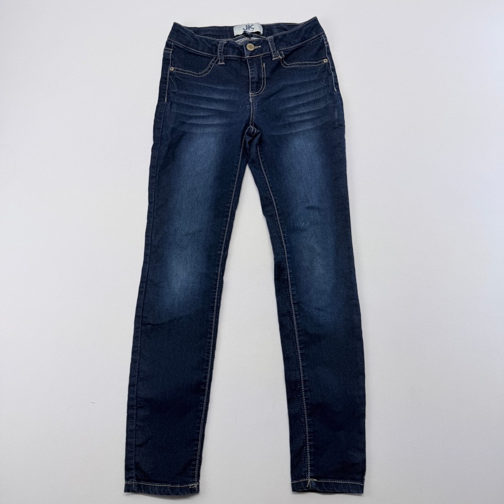 J Khaki Indigo Girls Dark Wash Skinny Jeans Size 10 Adjustable Waist Stretch